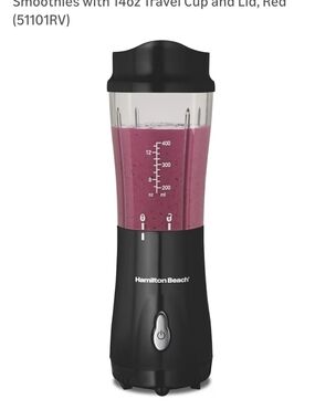 Hamilton Beach Black Personal Smoothie Blender with Purple Drink